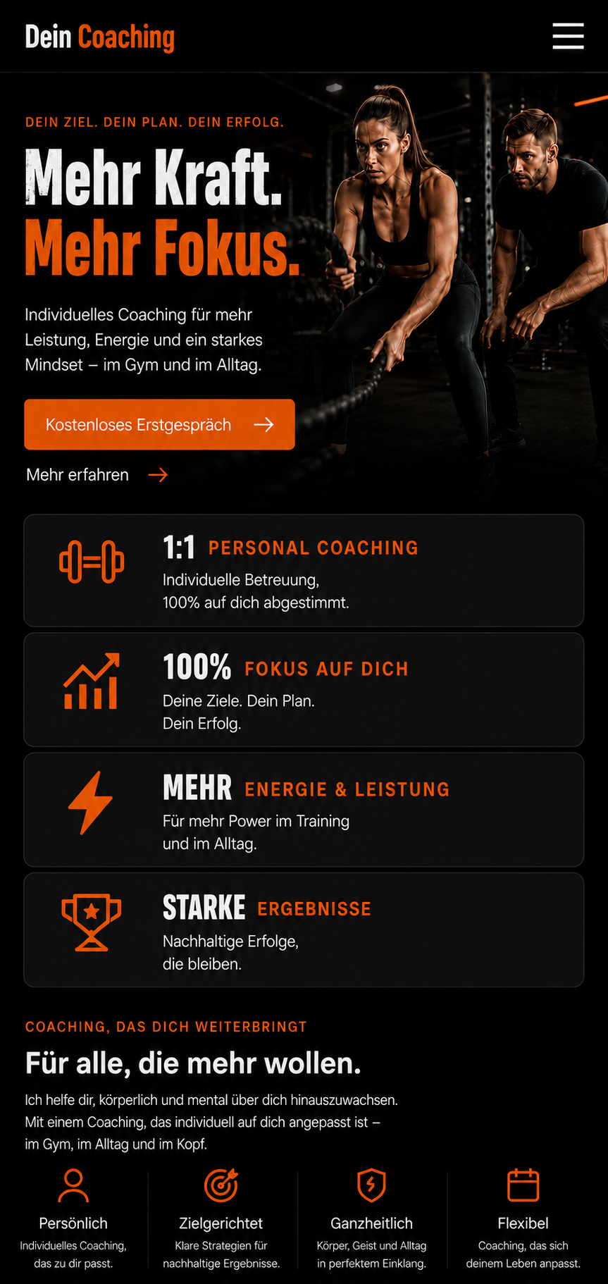 Fitness & Coaching Website – Mobile